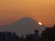 富士山に沈む夕陽